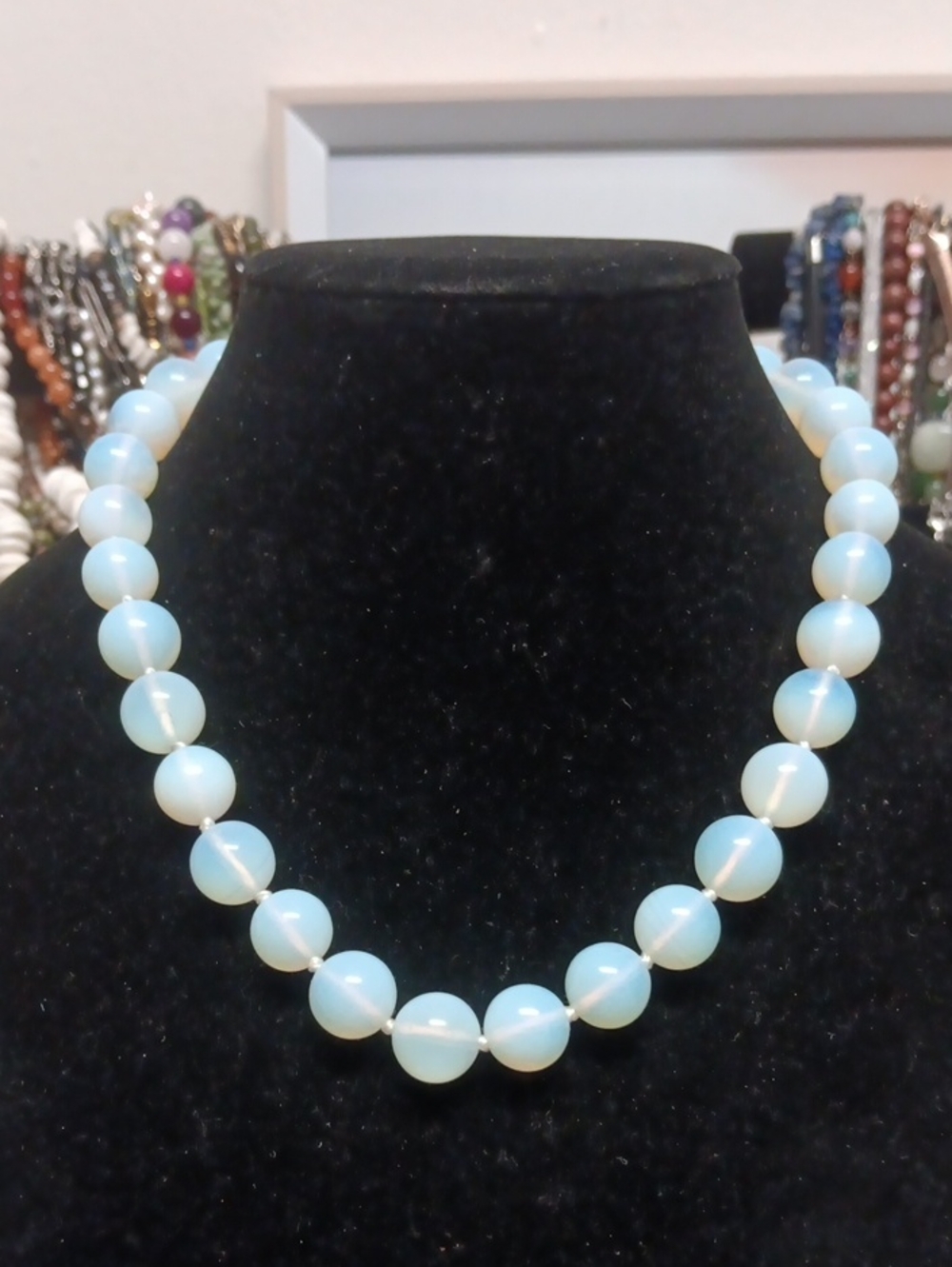 Opalite 520.00 ctw Beaded Necklace in Stainless Steel 20 Inches